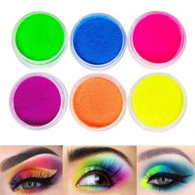 img 4 attached to 💡 Introducing FindinBeauty UV Glow Blacklight Neon Pigment Eyeshadow Powder - 6 Mixed Bright True Colors Eye Shadow Pigments for Fluorescent Makeup