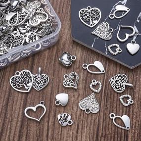 img 2 attached to ❤️ Pandahall 100pcs Tibetan Style Heart Alloy Pendants - Antique Silver Sweet Heart Charms for DIY Jewelry Making (9.5-18 x 9.5-17mm)