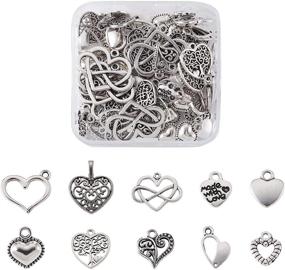 img 4 attached to ❤️ Pandahall 100pcs Tibetan Style Heart Alloy Pendants - Antique Silver Sweet Heart Charms for DIY Jewelry Making (9.5-18 x 9.5-17mm)