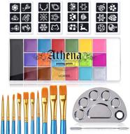 🎨 ucanbe athena all-in-1 face body paint set - 20 colors face painting palette, 10 professional artist brushes, 24 stencils & stainless mixing palette logo