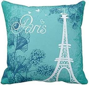 img 2 attached to 18x18 Inch Cotton Polyester Square Throw Pillow Case with Blue Paris Butterfly Love Flower Pattern – Durable Cushion Slipcover for Home Decor – Standard Size Accent Pillowcase Slip Cover by Decorbox