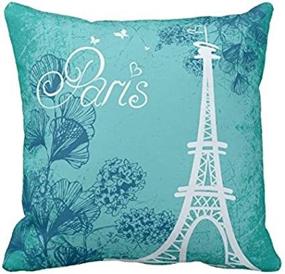 img 1 attached to 18x18 Inch Cotton Polyester Square Throw Pillow Case with Blue Paris Butterfly Love Flower Pattern – Durable Cushion Slipcover for Home Decor – Standard Size Accent Pillowcase Slip Cover by Decorbox