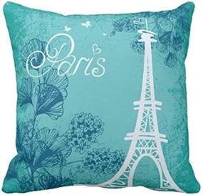 img 3 attached to 18x18 Inch Cotton Polyester Square Throw Pillow Case with Blue Paris Butterfly Love Flower Pattern – Durable Cushion Slipcover for Home Decor – Standard Size Accent Pillowcase Slip Cover by Decorbox