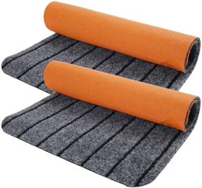 img 4 attached to 🚪 2-Pack Door Mat Outside Inside with Non-Slip Rubber Backing: 17" X 30" Entrance Way Doormat, Indoor/Outdoor Rug, Machine Washable & Low Profile