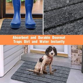 img 2 attached to 🚪 2-Pack Door Mat Outside Inside with Non-Slip Rubber Backing: 17" X 30" Entrance Way Doormat, Indoor/Outdoor Rug, Machine Washable & Low Profile