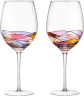 🍷 hand painted red wine glasses set of 2 inspired by 'duomo di milano' - perfect addition to wine decanter, ideal gift for wine lovers with unique and strong presence logo