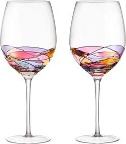 img 4 attached to 🍷 Hand Painted Red Wine Glasses Set of 2 Inspired by 'Duomo di Milano' - Perfect Addition to Wine Decanter, Ideal Gift for Wine Lovers with Unique and Strong Presence