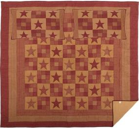 img 3 attached to 🌟 VHC Brands Ninepatch Star King Quilt Set - Burgundy Red Primitive Bedding with Pre-Washed Patchwork Sham