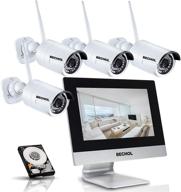 📷 10.1" all-in-one wireless security camera system: 1080p monitor, 4 wifi weatherproof ip cameras, remote access, motion detection, night vision, 24/7 recording logo