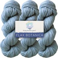 living dreams flax botanica dk yarn: ethical merino linen silk blend. handcrafted with care in the pacific northwest. three skein pack, dove logo