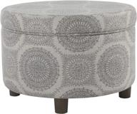 🪑 grey medallion upholstered storage ottoman by homepop – round design logo