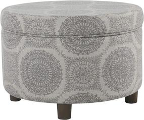 img 4 attached to 🪑 Grey Medallion Upholstered Storage Ottoman by HomePop – Round Design