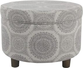 img 1 attached to 🪑 Grey Medallion Upholstered Storage Ottoman by HomePop – Round Design