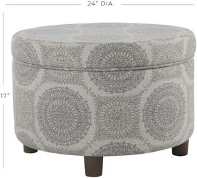 img 3 attached to 🪑 Grey Medallion Upholstered Storage Ottoman by HomePop – Round Design