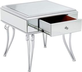 img 2 attached to 🪞 Mamie Modern Mirrored Accent Table with Drawer by Christopher Knight Home - Tempered Glass Top, Silver Iron Frame