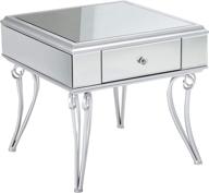 🪞 mamie modern mirrored accent table with drawer by christopher knight home - tempered glass top, silver iron frame logo