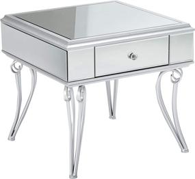 img 4 attached to 🪞 Mamie Modern Mirrored Accent Table with Drawer by Christopher Knight Home - Tempered Glass Top, Silver Iron Frame