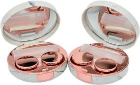 img 4 attached to 🛁 2-Pack Soak & Storage Marble Contact Lens Travel Kit - FEILIBAY All-in-One Container (Rose Gold)