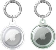 2 пакета чехла clear airtag с брелоком - ltuikhq чехол из тпу для apple airtags, милый мягкий силиконовый водонепроницаемый полный чехол против царапин для gps-трекера для поиска итемов, связанного с собакой, антипотеря (прозрачно-зеленый) логотип