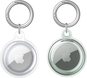 img 4 attached to 2 Пакета чехла Clear AirTag с брелоком - LTUIKHQ Чехол из ТПУ для Apple AirTags, милый мягкий силиконовый водонепроницаемый полный чехол против царапин для GPS-трекера для поиска итемов, связанного с собакой, антипотеря (прозрачно-зеленый)