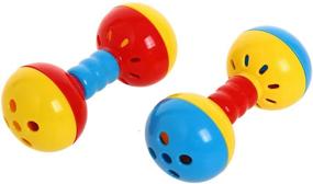 img 2 attached to 🦜 QBLEEV Enrichment Barbell Ball Toys for Medium Parrots - 2 Pack, Bird Rattles Bells Foot Toys, Play Gym Activity Center Cage Accessories for Parakeets and Conures