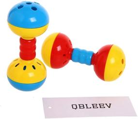 img 1 attached to 🦜 QBLEEV Enrichment Barbell Ball Toys for Medium Parrots - 2 Pack, Bird Rattles Bells Foot Toys, Play Gym Activity Center Cage Accessories for Parakeets and Conures