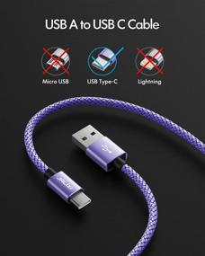 img 3 attached to Extra Long Purple USB A to USB C Cable [20ft] - Fast Charging & Data Transfer