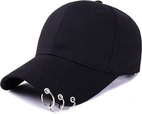 img 1 attached to 🧢 Stylish Kpop Hat with Suga-Snapback Baseball Cap and Iron Rings - Fashionable Accessory