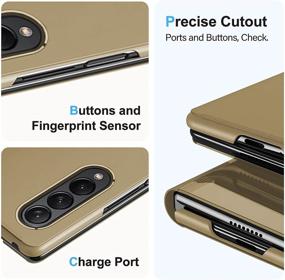 img 1 attached to Compatible With Samsung Galaxy Z Fold 3 Case Flip Leather Cover Wallet Slim Clear S-View Mirror Shockproof Thin Cover With Kickstand Anti-Scratch Protective Case Cover For Samsung Z Fold 3 5G (Gold)