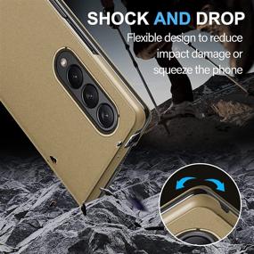 img 4 attached to Compatible With Samsung Galaxy Z Fold 3 Case Flip Leather Cover Wallet Slim Clear S-View Mirror Shockproof Thin Cover With Kickstand Anti-Scratch Protective Case Cover For Samsung Z Fold 3 5G (Gold)