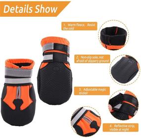 img 2 attached to Zuozee Waterproof Dog Boots: Outdoor Shoes with Reflective Strip, Anti-Slip Sole, Adjustable Pet Booties for Medium to Large Dogs - 4Pcs