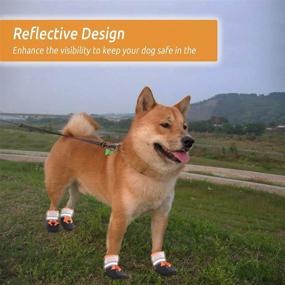 img 1 attached to Zuozee Waterproof Dog Boots: Outdoor Shoes with Reflective Strip, Anti-Slip Sole, Adjustable Pet Booties for Medium to Large Dogs - 4Pcs