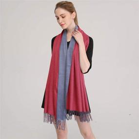 img 2 attached to Longwu Women's Soft Cashmere Wool Scarf: Large Pashmina Shawl and Wrap for Warmth, Style, and Versatility