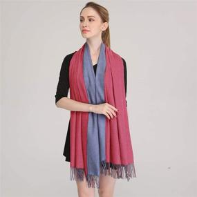 img 1 attached to Longwu Women's Soft Cashmere Wool Scarf: Large Pashmina Shawl and Wrap for Warmth, Style, and Versatility