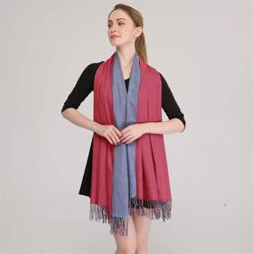 img 3 attached to Longwu Women's Soft Cashmere Wool Scarf: Large Pashmina Shawl and Wrap for Warmth, Style, and Versatility