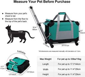 img 3 attached to 🐾 GJEASE 3-in-1 Pet Carrier: Rolling, Handbag, and Car Crate - Collapsible & Breathable Travel Carrier for Small to Medium Dogs & Cats up to 33lbs, Removable Wheels & Portable Soft-Sided Design