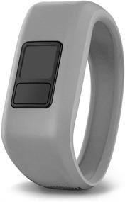img 4 attached to 📱 iBREK Garmin Vivofit jr/jr 2/3 Bands - Stretchy Silicon Replacement Watch Bands for Kids Boys Girls (No Tracker) - Small, Gray