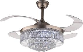 img 4 attached to 💡 Modern Dimmable Fandelier Crystal Ceiling Fan: 36-Inch Chrome with Lights, Remote Control, and Retractable Chandelier Function