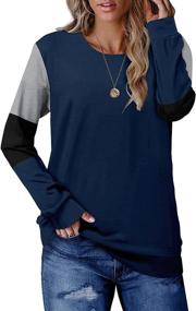 img 3 attached to 👚 CRAZY GRID Women's Color Block Long Sleeve T-Shirt: Loose Fit Crew Neck Pullover for Comfy & Casual Tops