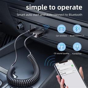 img 2 attached to 🎧 Essager Bluetooth 5.0 Aux Adapter for Car with Noise Cancelling and Built-in Microphone - Lossless Music Receiver, USB to 3.5mm Jack Audio Adapter for Car Kits, Home Stereo, and Handsfree Call Speaker