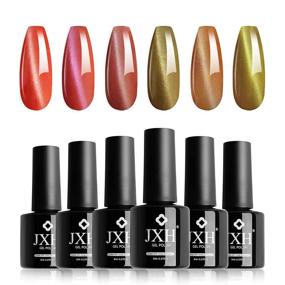 img 4 attached to 💅 Набор гель-лака для ногтей JXH Cat Eye - набор геля для снятия лака с 6 цветами магнитного геля 3D и 1 шт. магнитная палочка - профессиональное маникюрное искусство на ногтях UV LED для салонных дизайнов и домашнего использования