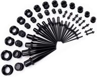 👂 llgltec ear stretching kit - 50-piece set, includes acrylic tapers, plugs, silicone tunnels - 14g-00g ear gauges expander - high quality body piercing jewelry set logo