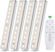 🔦 lajoso wireless remote control under cabinet lighting, battery operated dimmable & timed 20 led closet lights. stick-on touch switch night light for kitchen, staircase. pack of 4. логотип