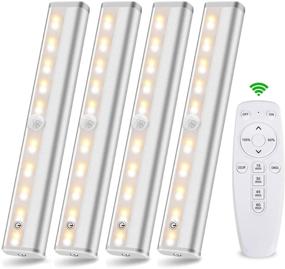 img 4 attached to 🔦 LAJOSO Wireless Remote Control Under Cabinet Lighting, Battery Operated Dimmable & Timed 20 LED Closet Lights. Stick-on Touch Switch Night Light for Kitchen, Staircase. Pack of 4.