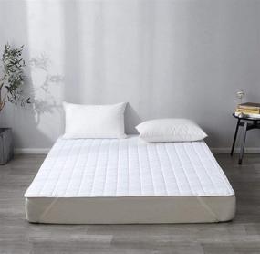 img 1 attached to 🛏️ Microfiber Mattress Pad Protector Topper: Optimal Comfort and Breathability, with Elastic Straps for Deep Pockets (White Color)