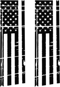 img 1 attached to 🚙 Gloss Black Universal Distressed American Flag Vinyl Decal Set: Perfect for Dodge Ram, Ford, Chevy, Nissan, and Toyota Vehicles