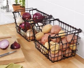 img 1 attached to 🧺 Gourmet Basics by Mikasa General Store Metal Basket, Stackable/Nesting Design, Antique Black -