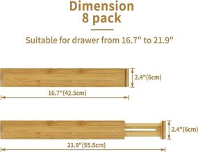 img 4 attached to 🎋 Преобразуйте свои жилые пространства с помощью разделителей из бамбука EcoFives: регулируемые разделители для ящиков на кухне, комоде, спальне, детском ящике, ванной комнате и в офисе – набор из 8 штук (17-22 ДЮЙМОВ)