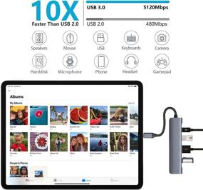 img 1 attached to 🔌 5-in-1 USB C HUB for iPad Pro 12.9" 2020, iPad Air 4, and iPad Pro 11"; HDMI, USB3.0, USB2.0, USB C PD Charging and Data Ports; for MacBook Pro, MacBook Air, Nintendo Switch