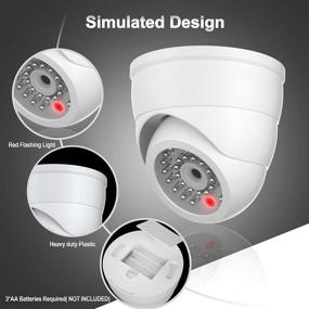 img 2 attached to 📷 SZYAN Dummy Security Cameras, Fake Surveillance Camera Simulated CCTV Dome with Flashing Red Light, Wireless Lens for Home, Outdoor, Indoor, Business - 2 Pack